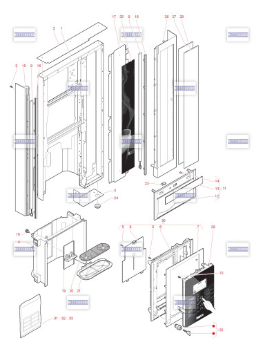 Pièces détachées 9000 - 230V 50Hz - Porte, côté extérieur - 1 - K0592X00 - Wittenborg 