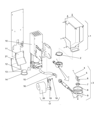 Pièces détachées 7600 - Freshbrew - Unité infuseur - 13 - K007X00 - Wittenborg 