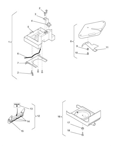 Pièces détachées 7600 - Freshbrew - Fond p. infuseur, Support, Racloir, Support de la plaquee filtrante, cpl. - 17 - K007X00 - W