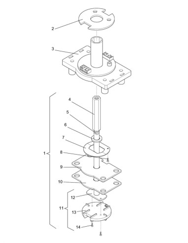 Pièces détachées 7600 - Freshbrew - Fond, Tuyau interne et porte-piston, cpl. - 21 - K007X00 - Wittenborg 