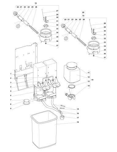 Pièces détachées 7600 - Fresh Brew - 220V 50Hz - Pièces de unité infuseur, double - 8 - K007X04 - Wittenborg 