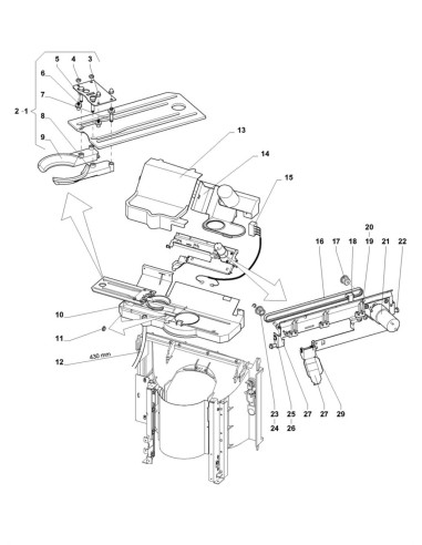 Pièces détachées 7600 - Instant - Ensemble trappe a gobelets - 5 - K008X00 - Wittenborg 