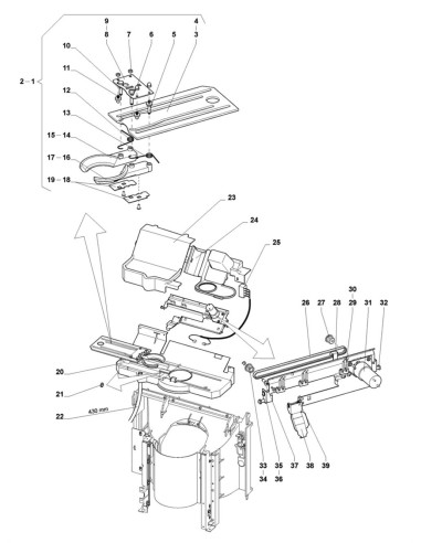 Pièces détachées 7600 - Instant - Ensemble trappe a gobelets - 5 - K008X01 - Wittenborg 