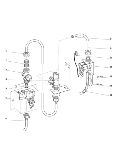 Pièces détachées 7600 - Espresso - Système à eau - 7 - K009X00 - Wittenborg 