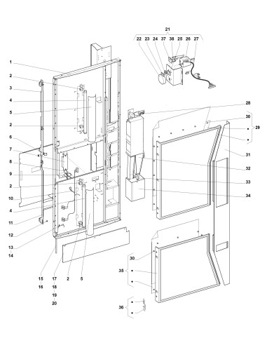 Pièces détachées 7600 - Espresso - 220V 50Hz - Porte + cadre poster - 1 - K009X03 - Wittenborg 