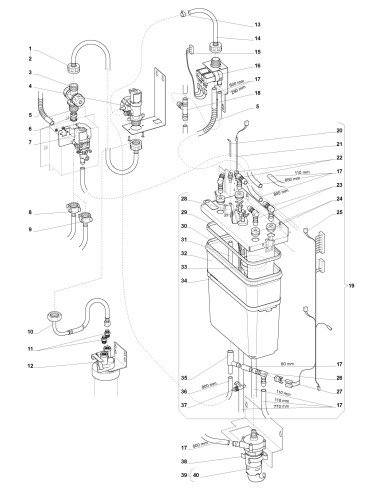 Pièces détachées 7600 - Espresso - 220V 50Hz - Système et réservoir à eau - 6 - K009X03 - Wittenborg 