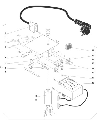 Pièces détachées 5500 Freshbrew - Ens. Alimentation en courant - 6 - K027X00 - Wittenborg 