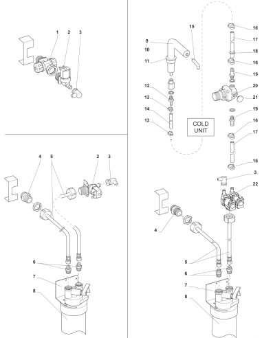 Pièces détachées 5500 Freshbrew - Ens. alimentation a eau - 7 - K027X00 - Wittenborg 