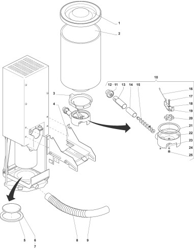 Pièces détachées 5500 Freshbrew - Pièces de unité infuseur - 9 - K027X00 - Wittenborg 