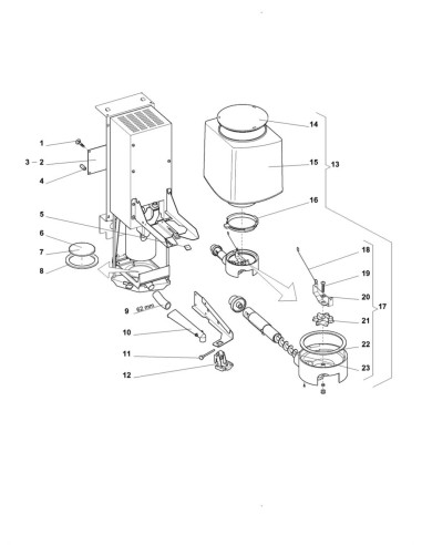 Pièces détachées 7100 - Freshbrew - Pièces de unité infuseur - 5 - K014X00 - Wittenborg 