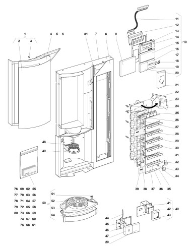 Pièces détachées 7100 - Freshbrew - Porte, côte extérieur - 1 - K014X01 - Wittenborg 