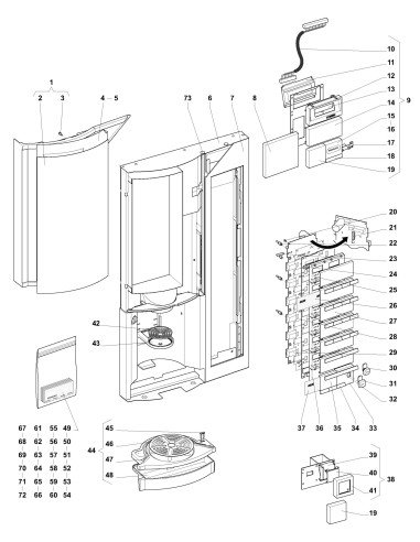 Pièces détachées 7100 Fresh Brew Sigma - Porte, côte extérieur - 1 - K023X00 - Wittenborg 