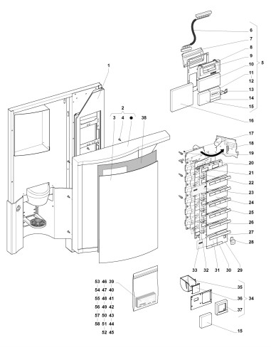 Pièces détachées 7100 Fresh Brew Maxi - Porte - Côté extérieur - 1 - K028X00 - Wittenborg 