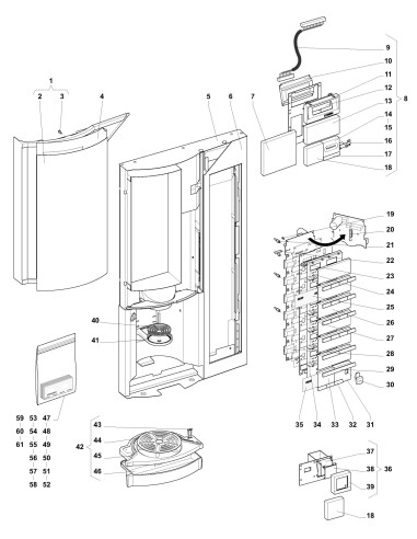 Pièces détachées 7100 Bean To Cup Fresh Brew Sigma - Porte, côte extérieur - 1 - K031X00 - Wittenborg 