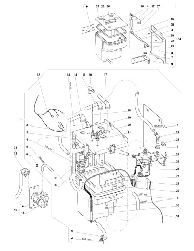 Pièces détachées 7100 Bean To Cup Fresh Brew Sigma - Système et réservoir à eau (Jusqu'au n° de série 651135) - 4 - K031X00 - Wi