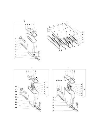 Pièces détachées Es 7100 Maxi - Ensemble Conteneur et suspension - 8 - K032X00 - Wittenborg 