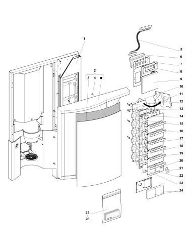 Pièces détachées 7300 Freshbrew Sigma - Porte, côte extérieur - 1 - K037X00 - Wittenborg 