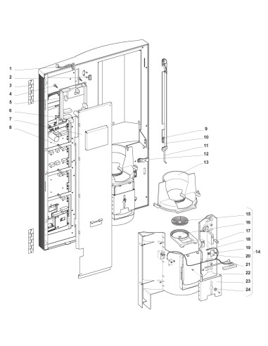 Pièces détachées 7300 Freshbrew Sigma - Porte, côte intérieur - 2 - K037X00 - Wittenborg 