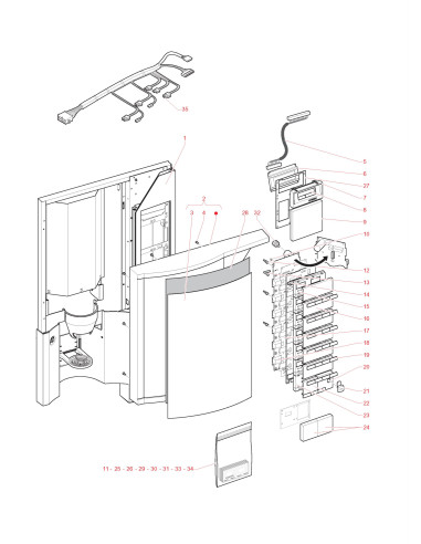 Pièces détachées 7300 Espresso - 230V 50Hz - Porte, côté extérieur - 1 - C0472X00 - Wittenborg 