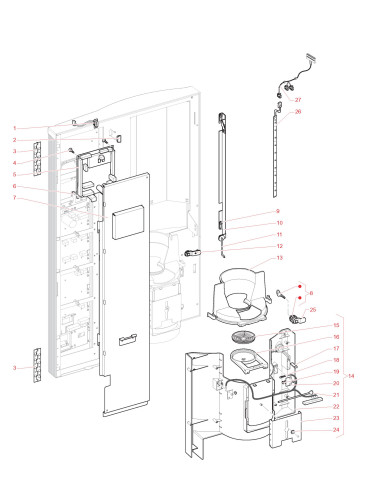 Pièces détachées 7300 Espresso - 230V 50Hz - Porte, côté intérieur - 2 - C0472X00 - Wittenborg 