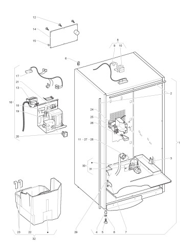 Pièces détachées 7100 Plus Espresso 220V 50Hz - Meuble et parties électriques - 3 - C0412X00 - Wittenborg 