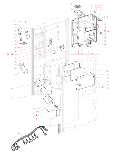 Pièces détachées 7100 Plus Espresso 220V 50Hz - Porte, côte intérieur - 2 - C0412X01 - Wittenborg 