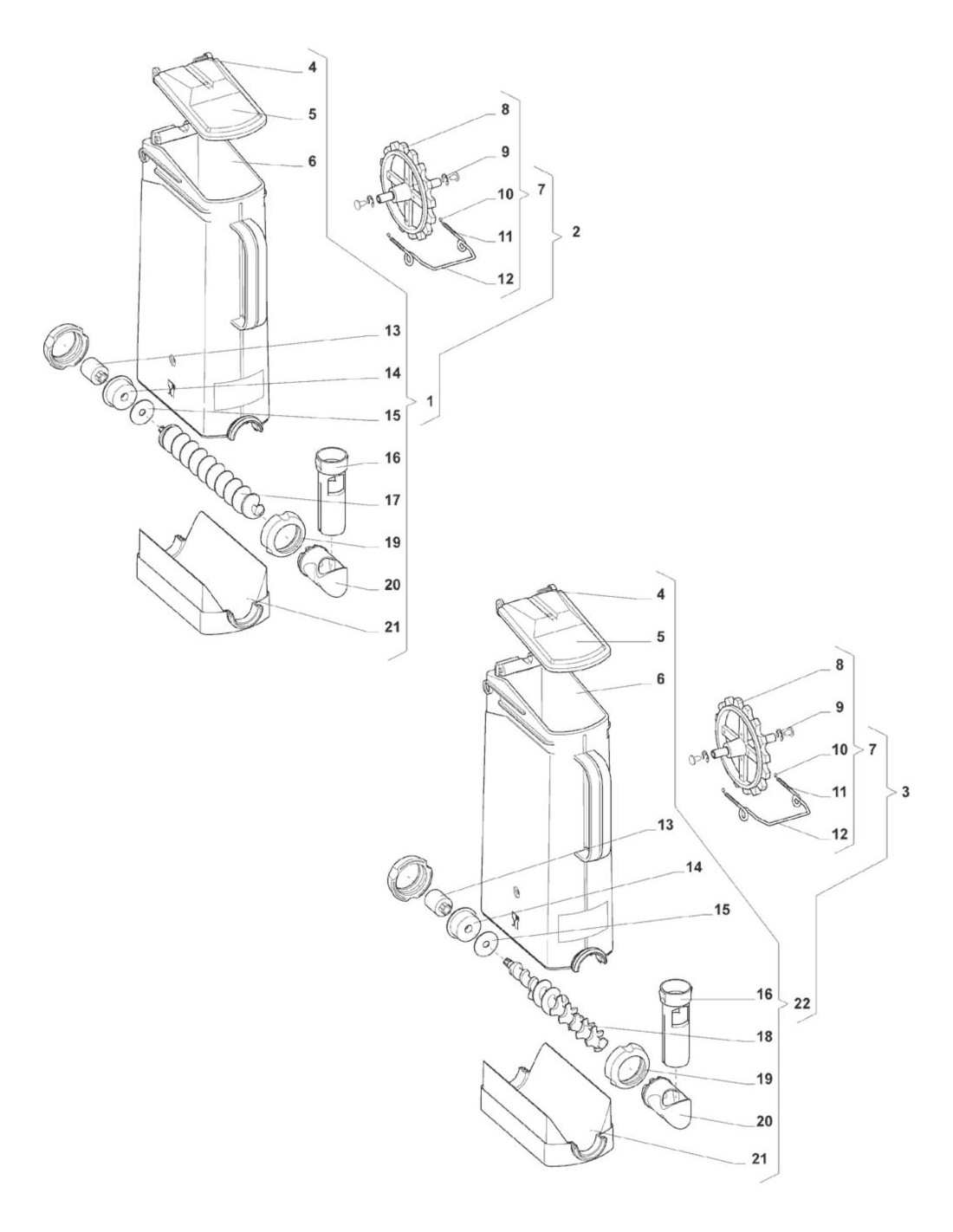 Pièces Détachées 7100 Espresso Conteneur 3 Lt 8 K015x01