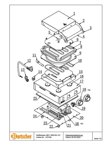 Pièces détachées pour Gaufrier MDI 1BW160-101 marque Bartsher 