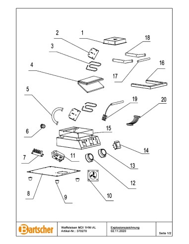 Pièces détachées pour Gaufrier MDI 1HW-AL marque Bartsher 