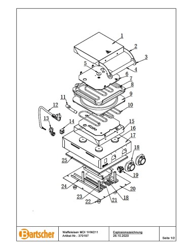 Pièces détachées pour Gaufrier MDI 1HW211 marque Bartsher 