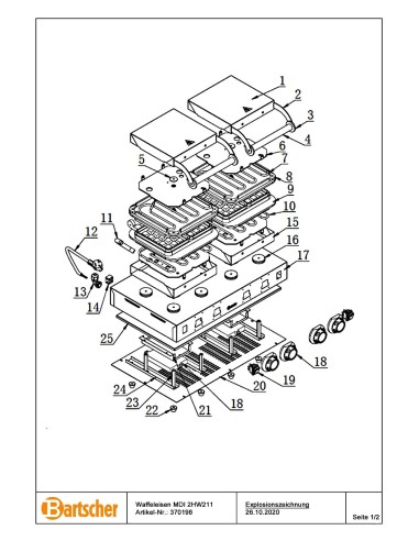 Pièces détachées pour Gaufrier MDI 2HW211 marque Bartsher 