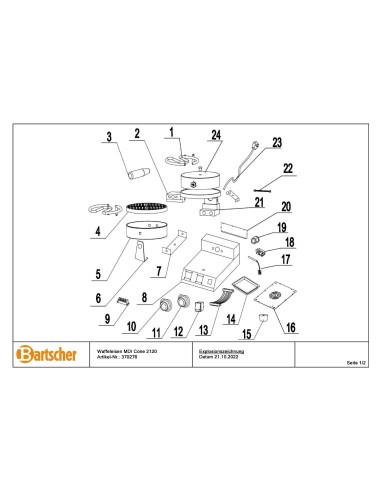 Pièces détachées pour Gaufrier MDI Cone 2120 marque Bartsher 