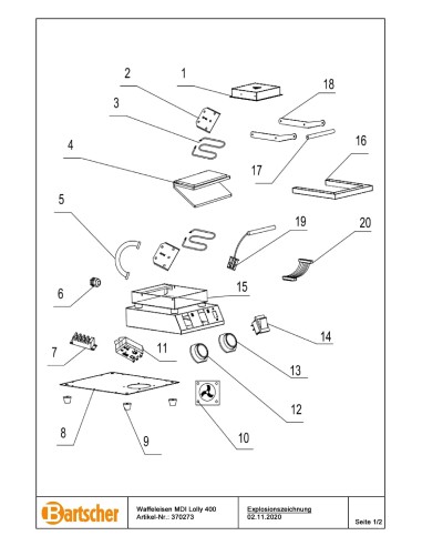 Pièces détachées pour Gaufrier MDI Lolly 400 marque Bartsher 