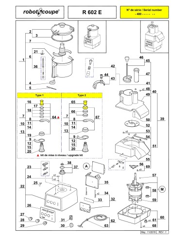 Pièces détachées pour Combinés R 602 E - Robot Coupe 