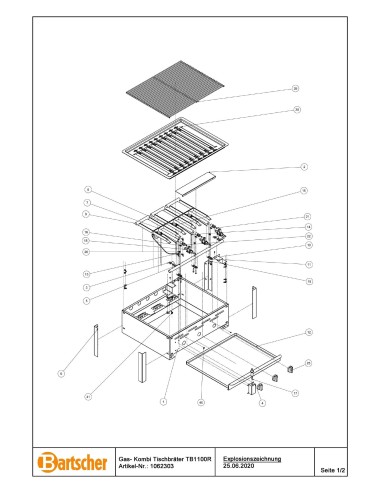 Pièces détachées pour Gril table gaz combi TB1100R marque Bartsher 