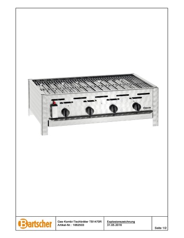 Pièces détachées pour Gril table gaz combi TB1470R marque Bartsher 