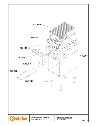 Pièces détachées pour Gril à pierre de lave 700VR G90 marque Bartsher 