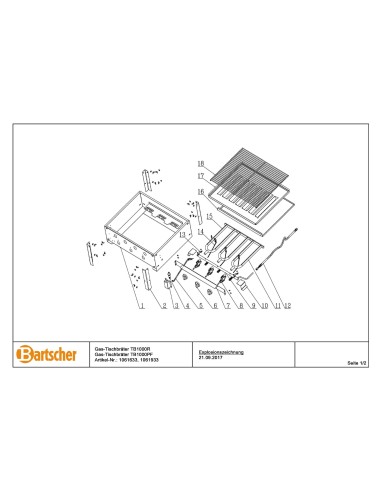 Pièces détachées pour Grill combiné à gaz TB1000PF marque Bartsher 