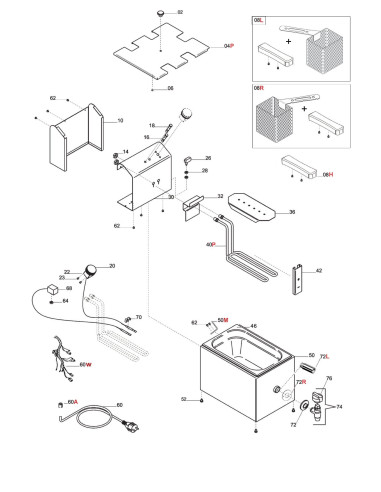 Vue éclatée 1 pour Cuiseur A Pate PASTALLEGRA lt 8 