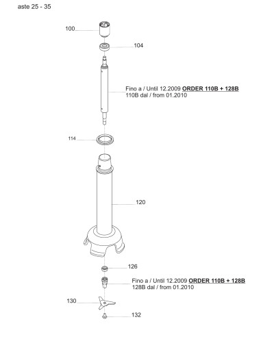 Vue éclatée 1 pour Mixeur Plongeant - Barre-Fouet Asta/Shaft 25 - Uragano Small 