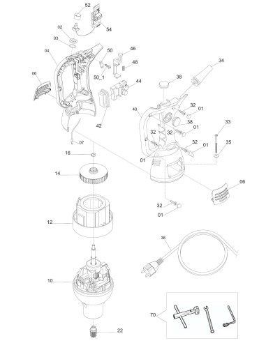 Vue éclatée 1 pour Mixeurs Plongeant URAGANO SMALL 280 VV CE 