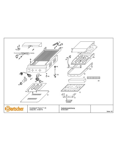 Pièces détachées pour Grill contact "Panini-T" 1R marque Bartsher 