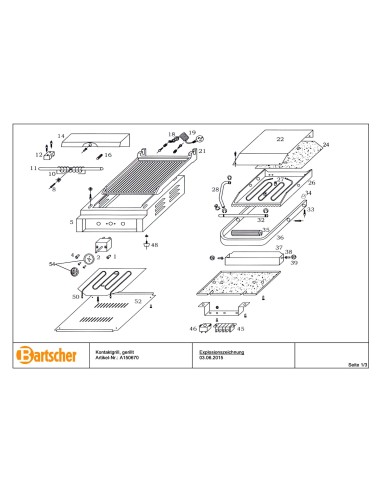 Pièces détachées pour Grill contact 1800 1R marque Bartsher 