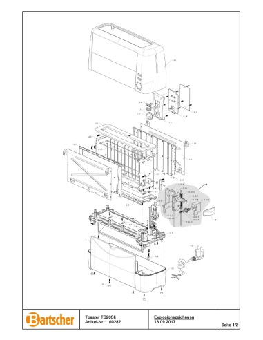 Pièces détachées pour Grille-pain TS20Sli marque Bartsher 