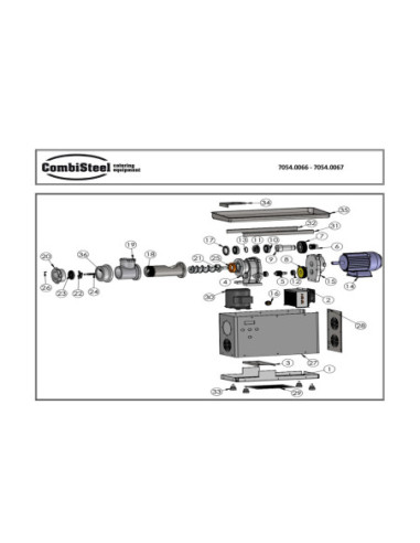 Pièces détachées Hachoir 32 - 600 Kg/H - 400V
Avec Tête En Acier Réfrigérée Inoxydable - Combisteel