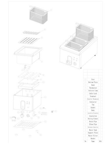 Pièces détachées Cuiseurs Pour Pates Incl. Paniers - Combisteel