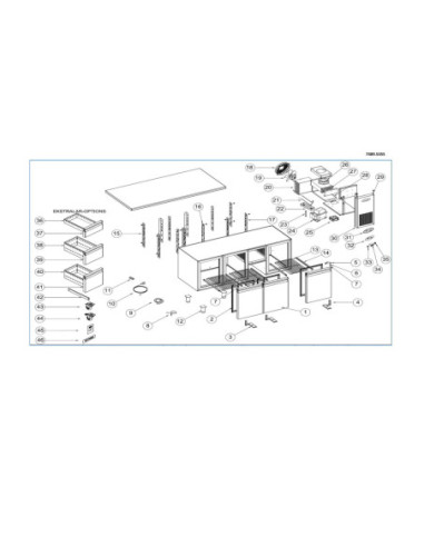 Pièces détachées 700 Table Réfrigérée 2 Portes Et 2 Tiroirs Monoblock Energy Line - Combisteel