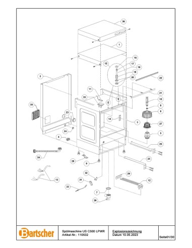 Pièces détachées pour Lave-vaisselle US C500 LPWR marque Bartsher 