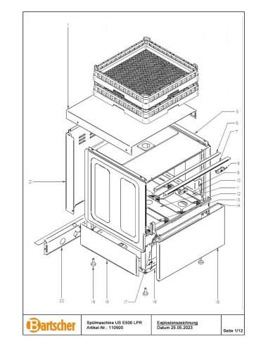 Pièces détachées pour Lave-vaisselle US E500 LPR marque Bartsher 