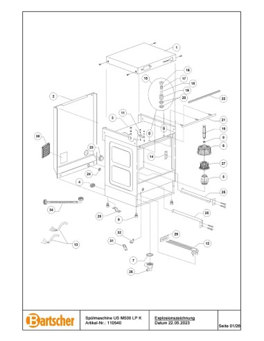 Pièces détachées pour Lave-vaisselle US M500 LP K marque Bartsher 